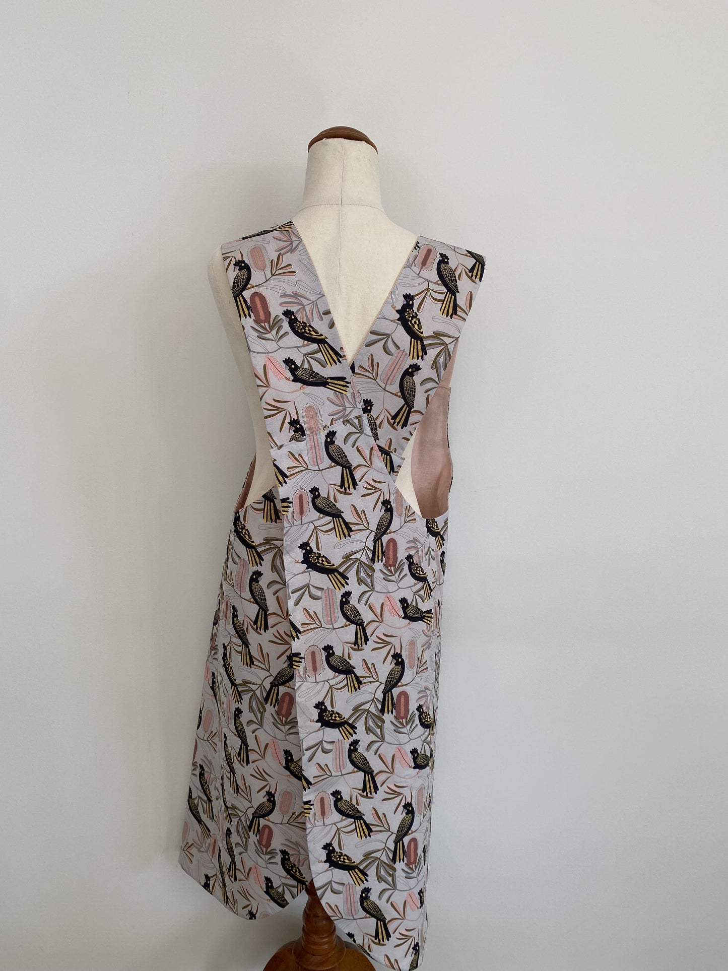 Wrap-Around Apron - Black Cockatoo Fabric