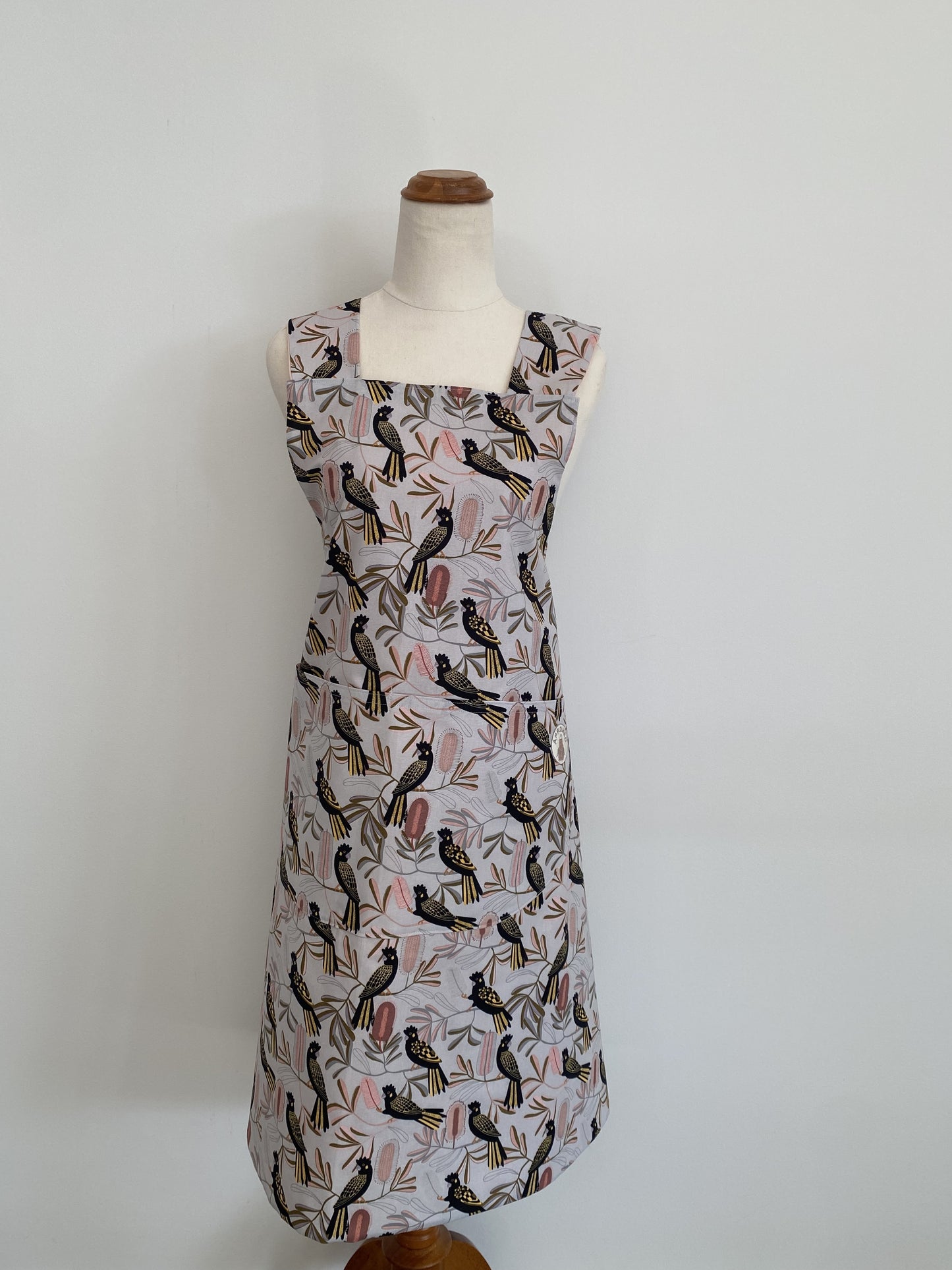 Wrap-Around Apron - Black Cockatoo Fabric