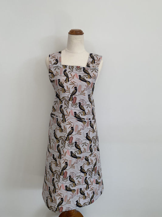 Wrap-Around Apron - Black Cockatoo Fabric