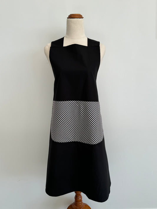 Wrap-Around Apron - Black and White Gingham Fabric