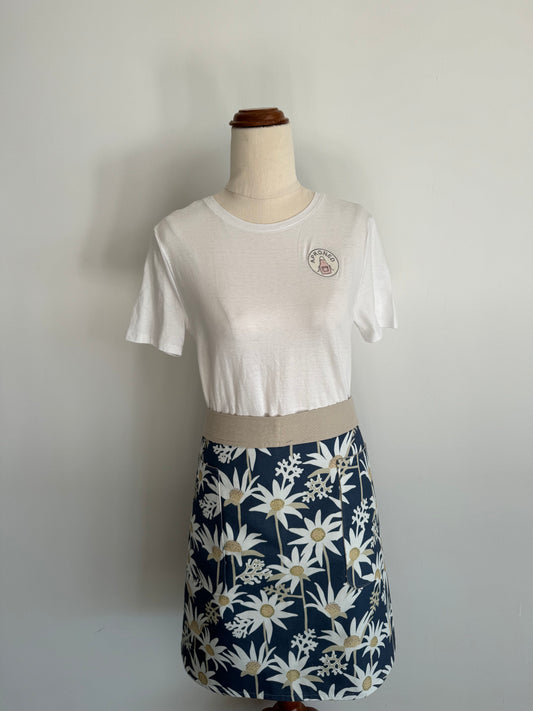 Blue Flannel Flower Waist Apron