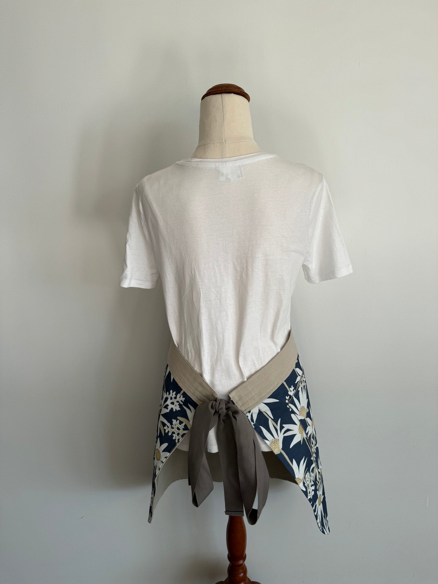 Blue Flannel Flower Waist Apron