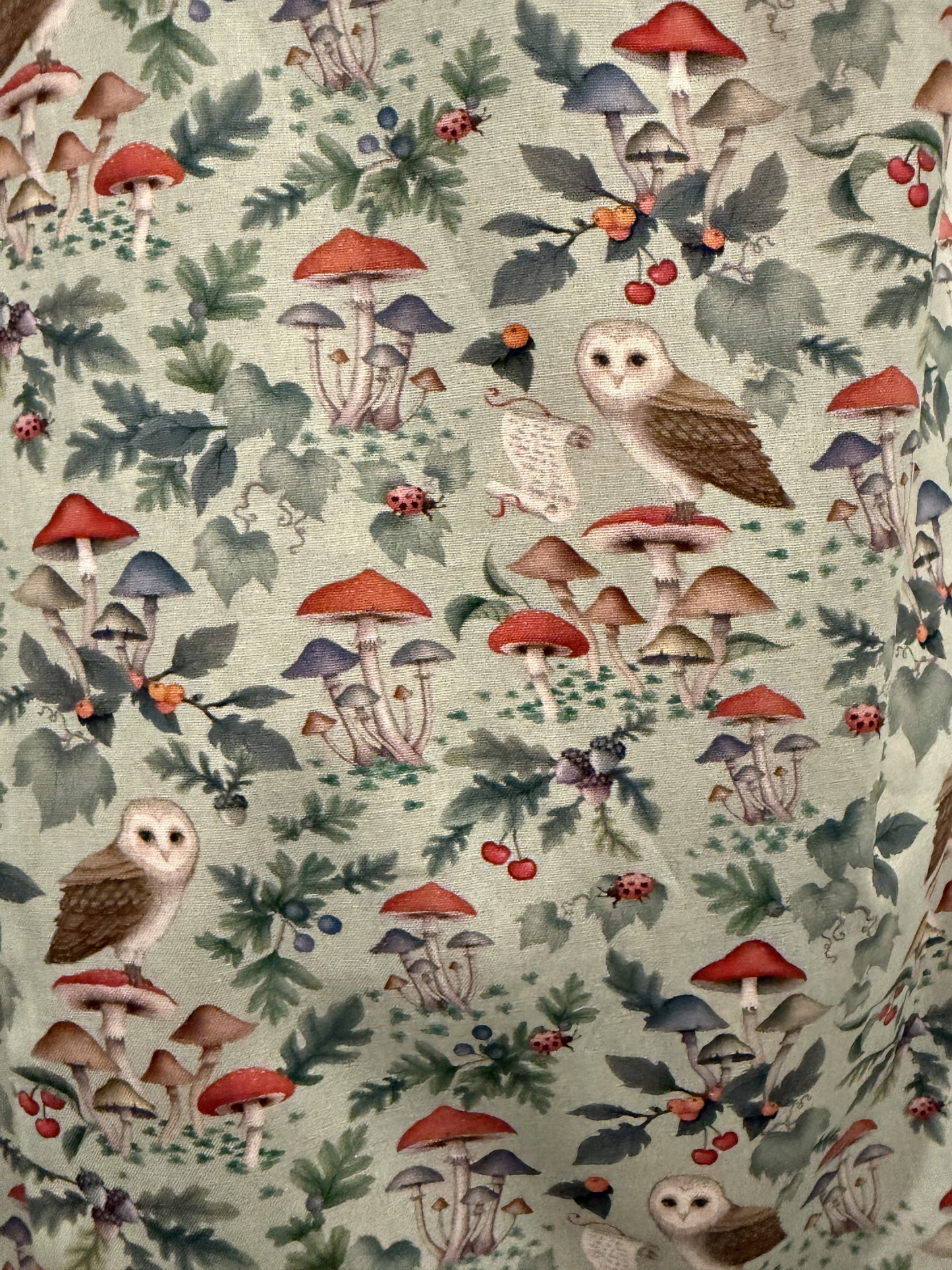 Owls and Mushrooms fabric