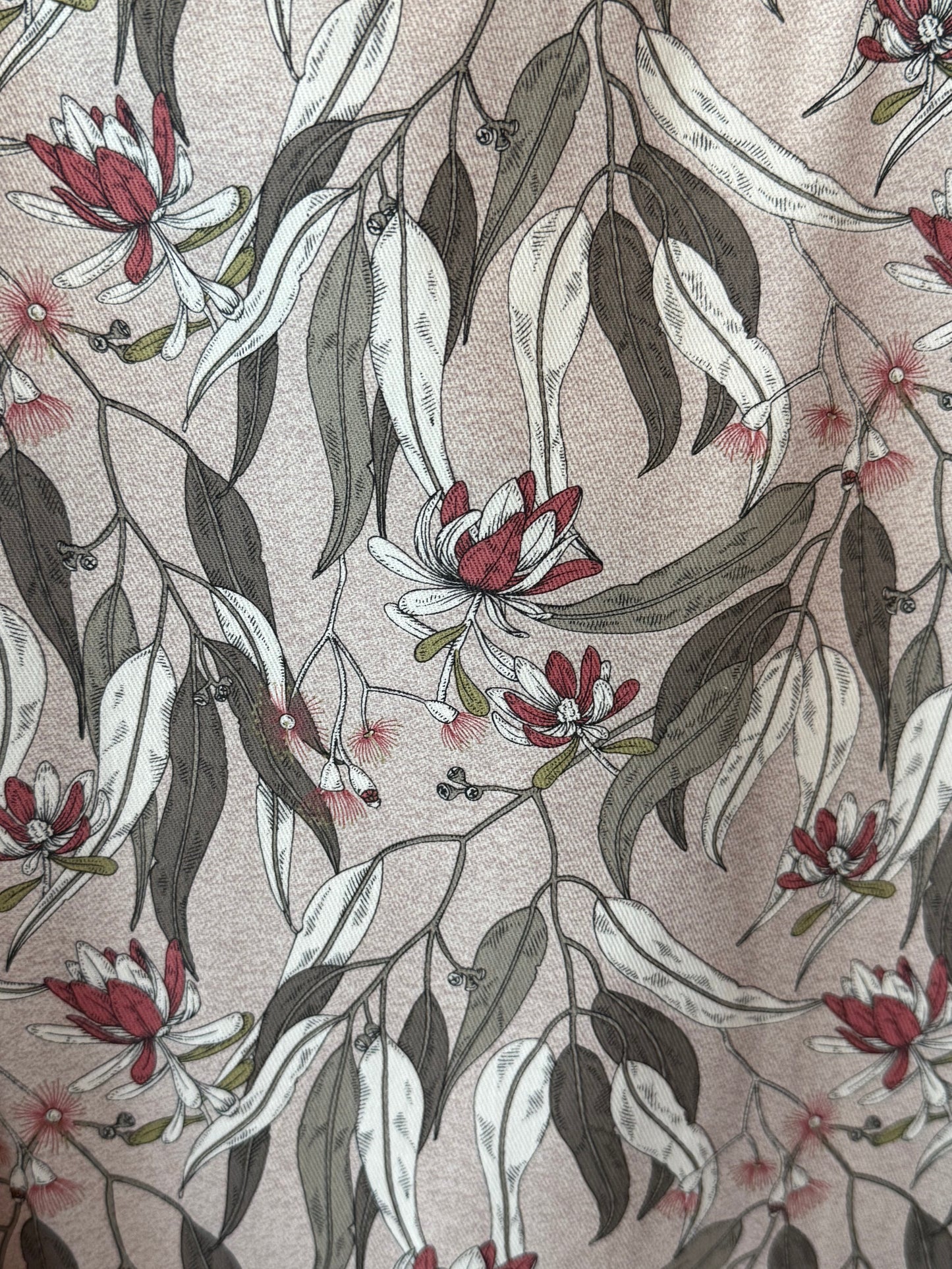 Pink and Grey Gum Leaves Kitchen