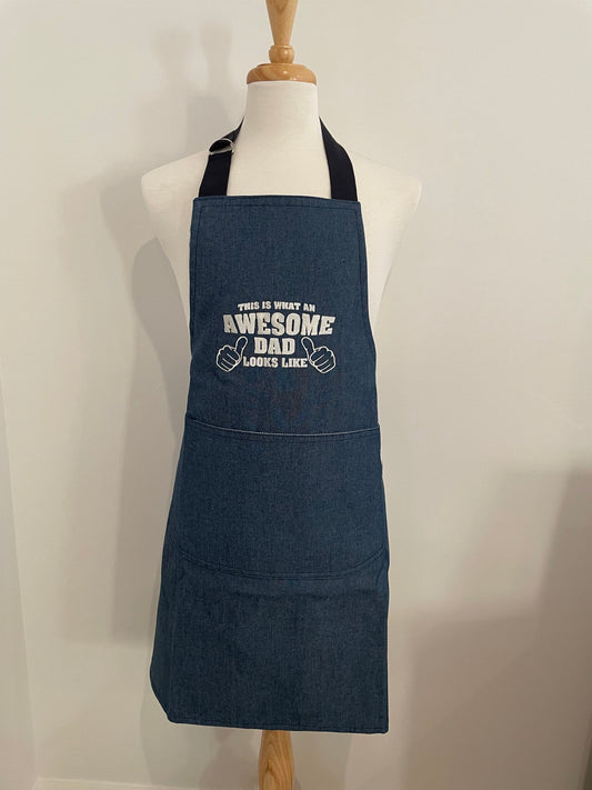 Embroidered BBQ Apron - Awesome Dad