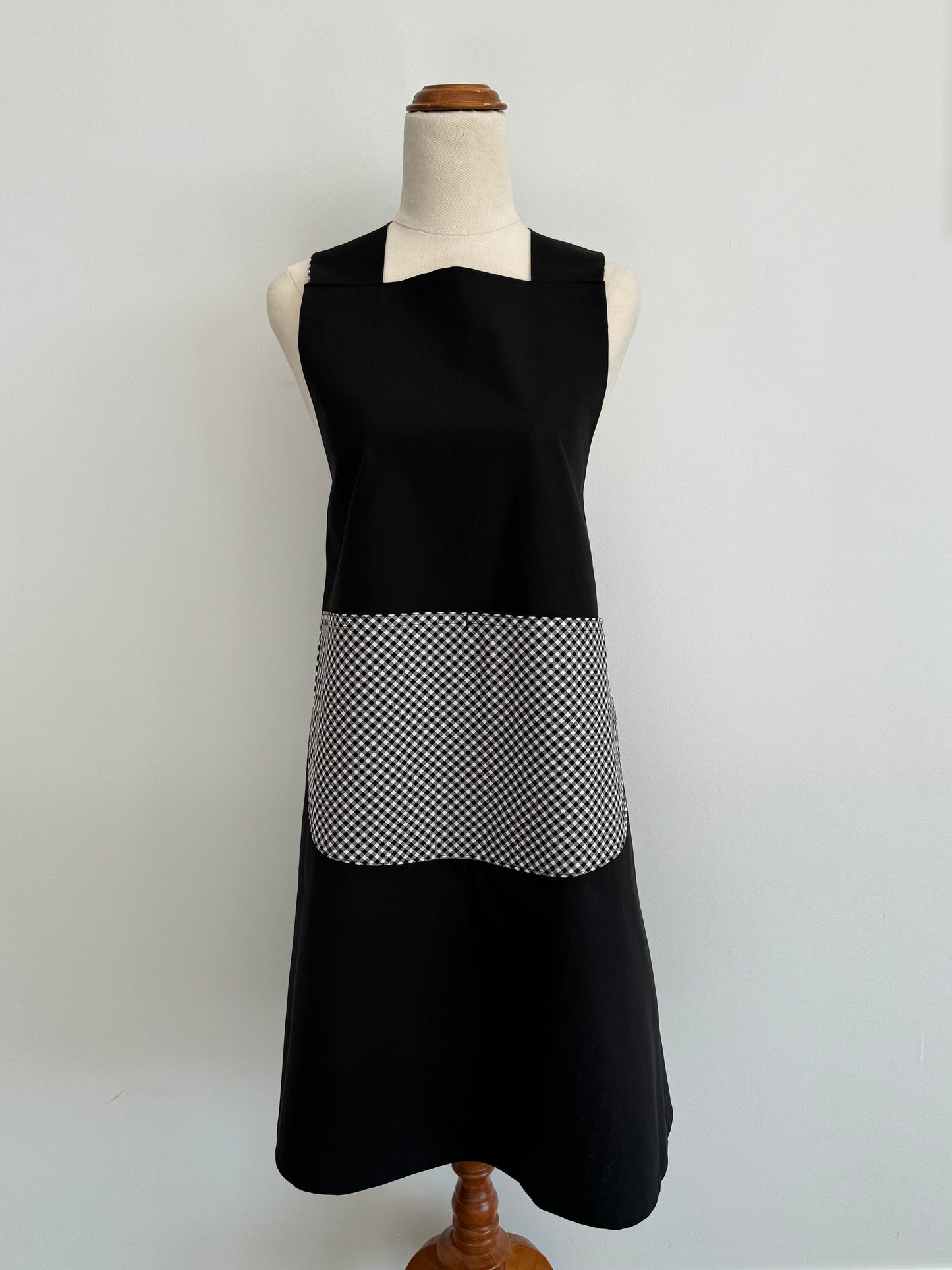 Wrap-Around Apron - Black and White Gingham Fabric