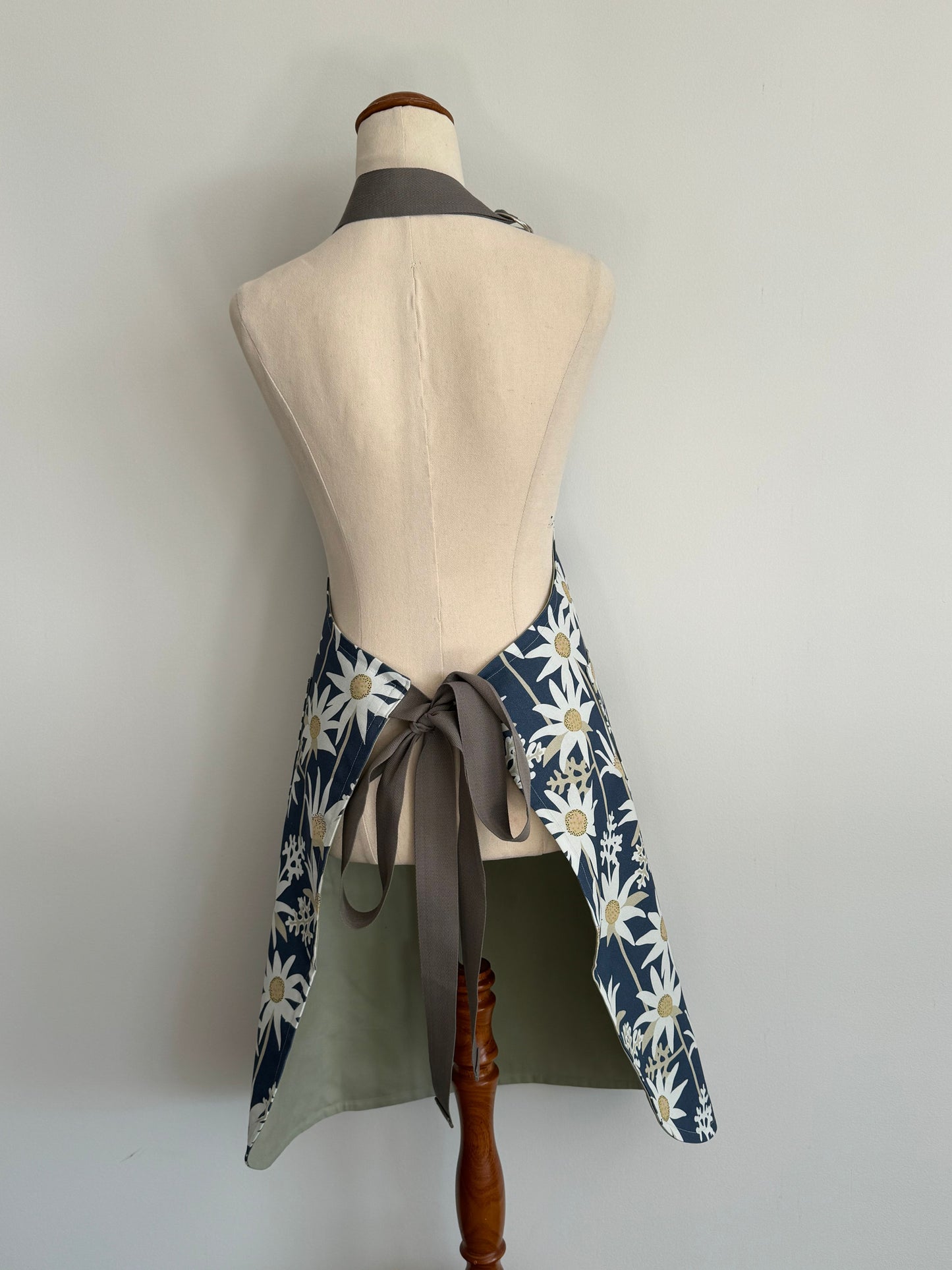 Kitchen Apron Blue Flannel Flower