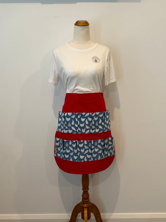 Blue and Red Chickens Egg Apron