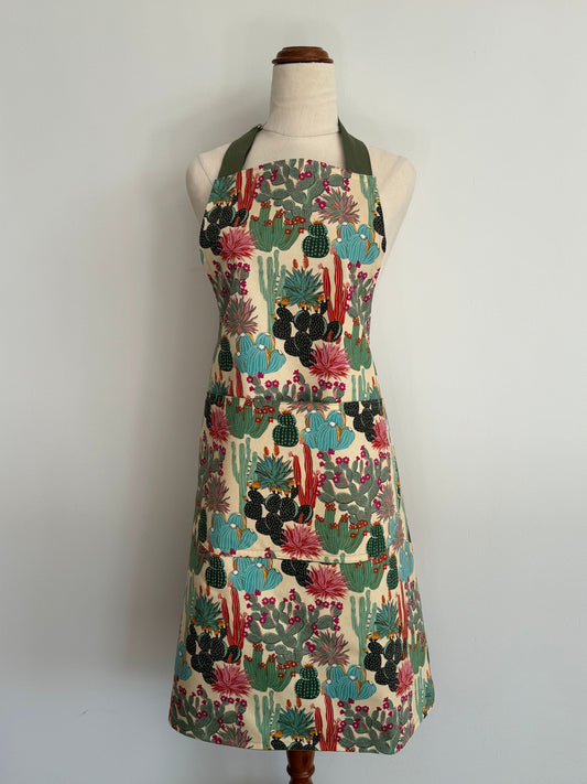 Kitchen Apron Cactus - Handmade, Durable High-Quality Lined Fabric