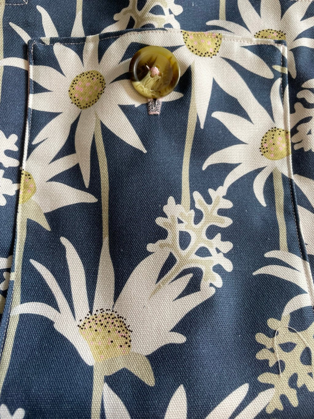 Kitchen Apron Blue Flannel Flower