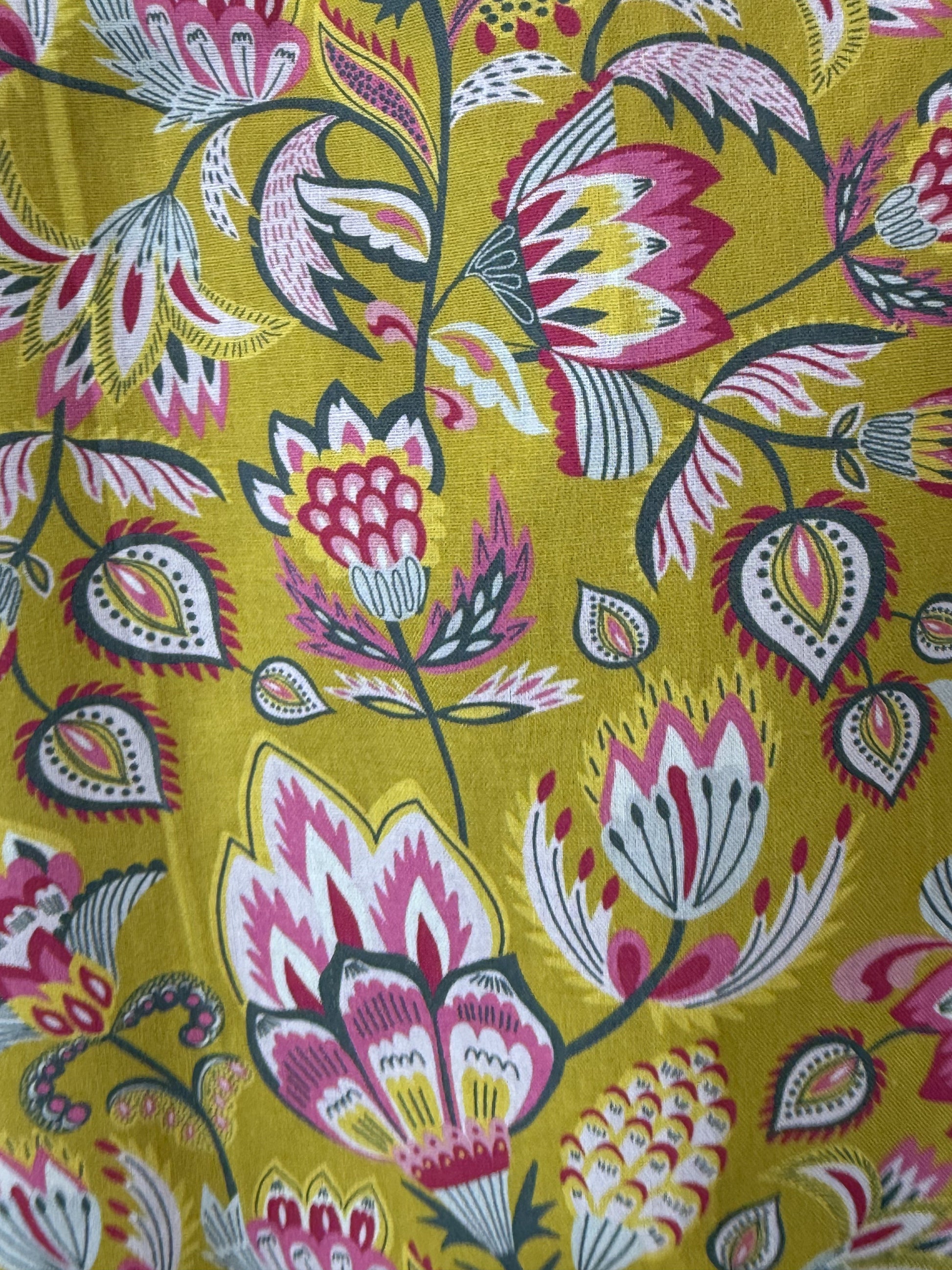 Mustard and Pink Paisley fabric