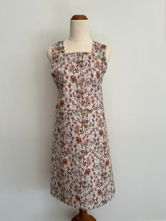 Wrap-Around Apron - Orange Bellflower Fabric