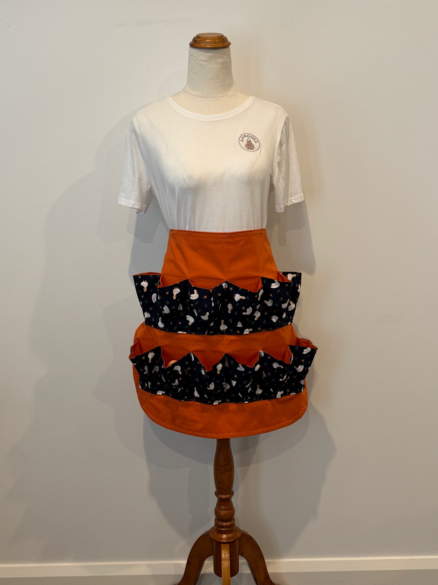 Orange and Navy Ducks Egg Apron