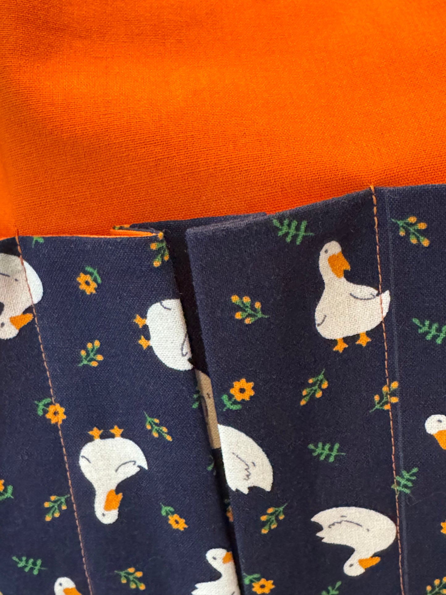 Orange and Navy Ducks Egg Apron