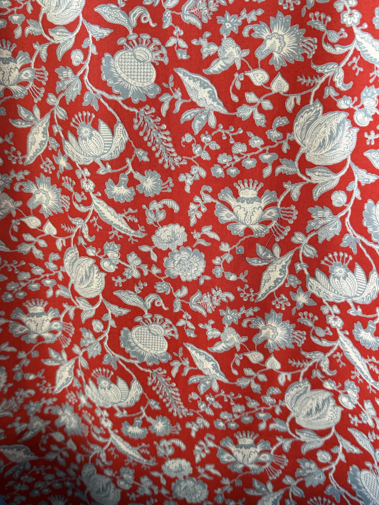 Red Blue and White Floral fabric
