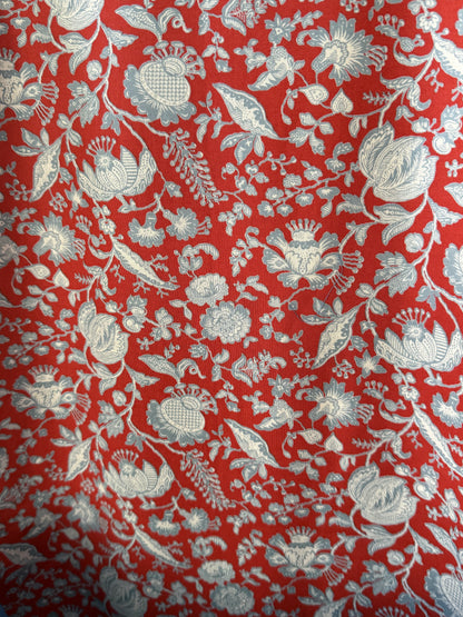 Red Blue and White Floral fabric