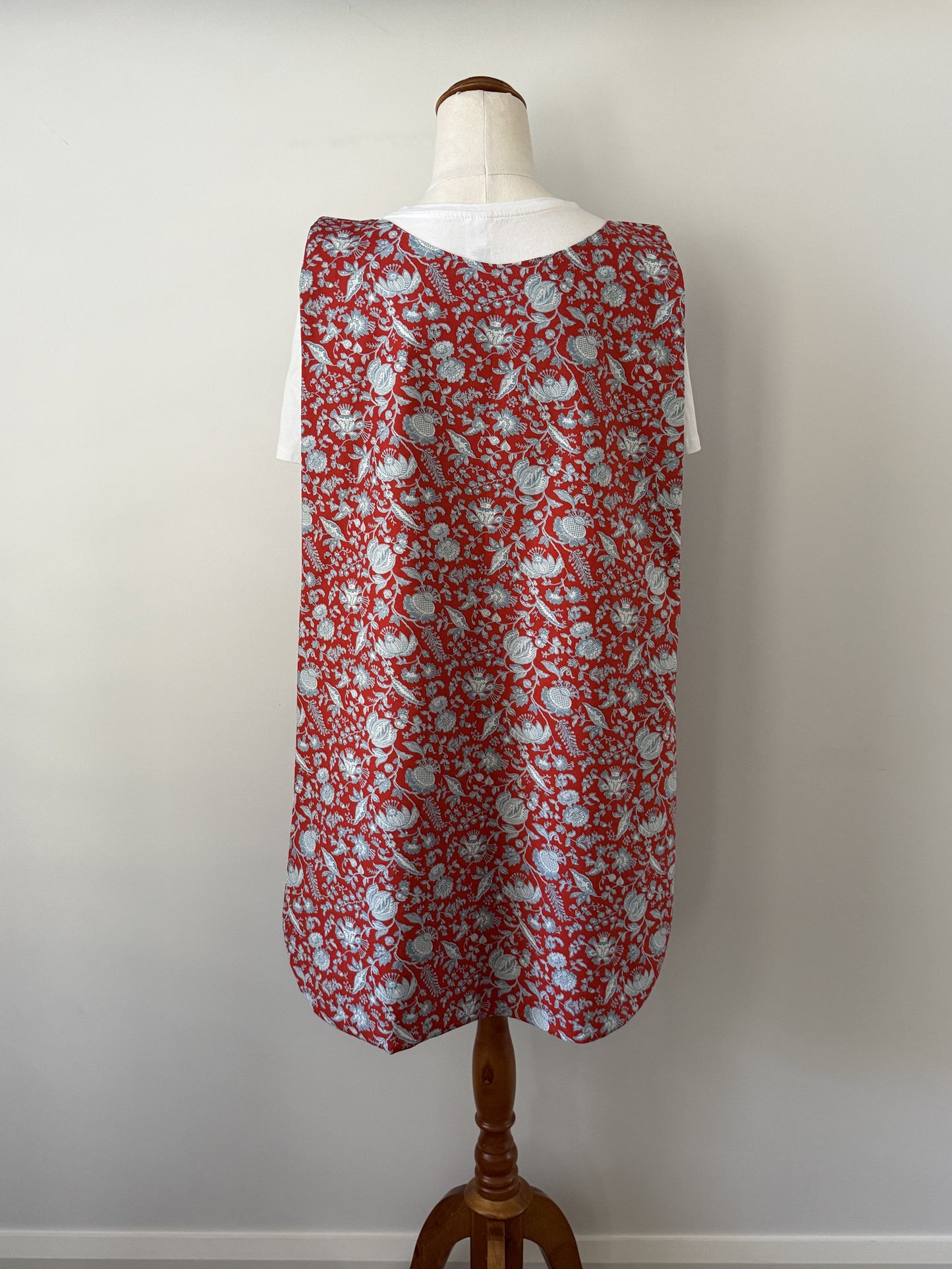 Red Blue and White Floral Pinny back