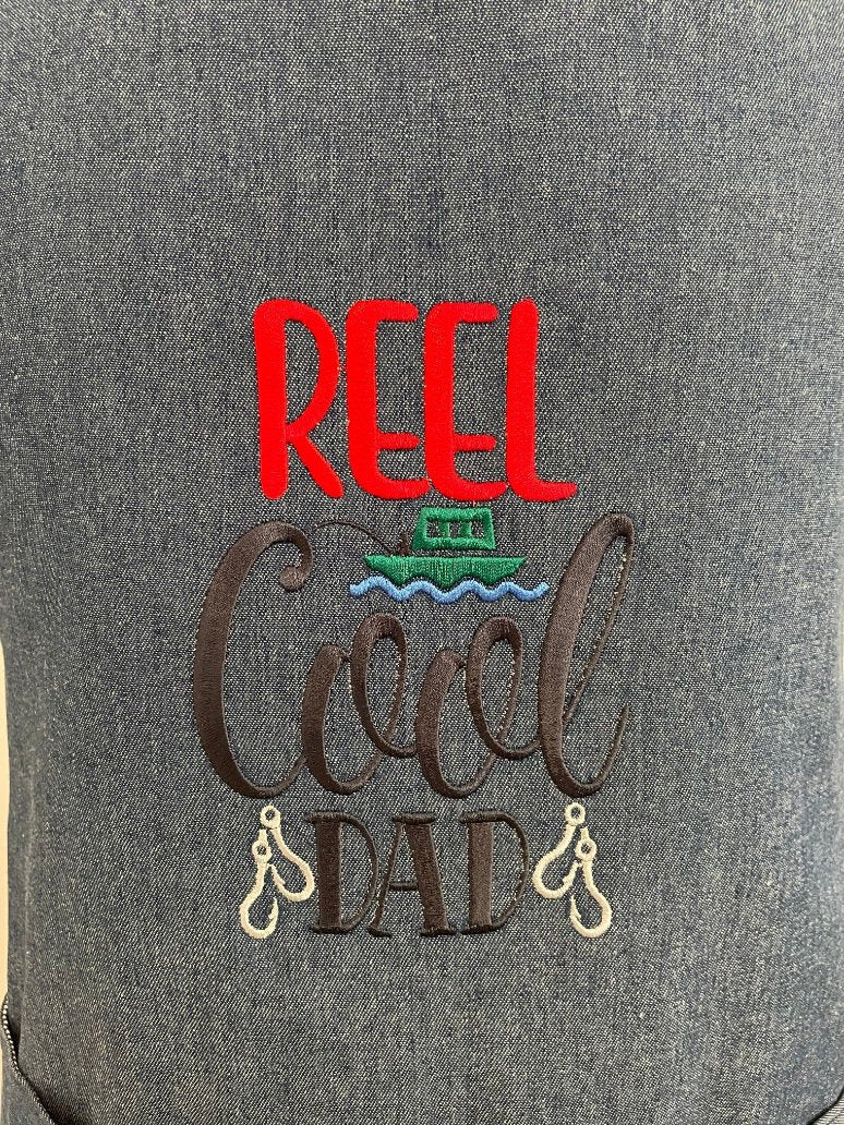 Embroidered Apron Reel Cool Dad Design