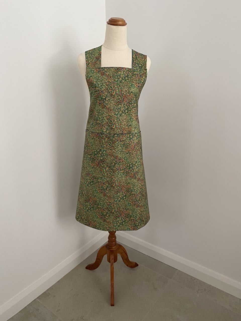 Wrap-Around Apron - Green Peacock Fabric