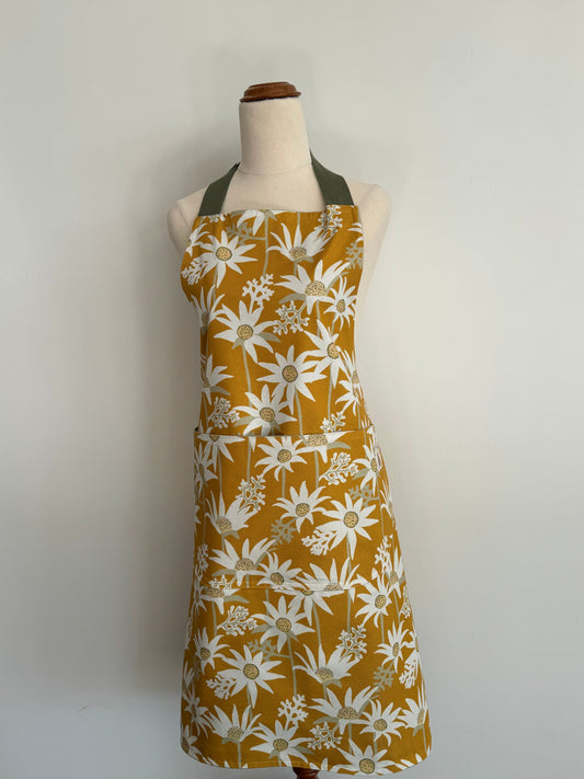 Kitchen Apron Yellow Flannel - Handmade, Durable High-Quality Lined Fabric