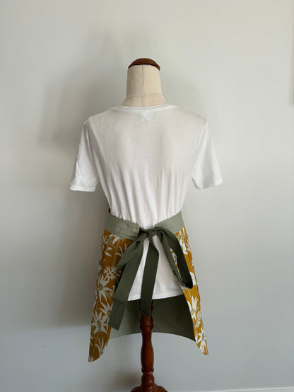 Yellow Flannel Flower Waist Apron