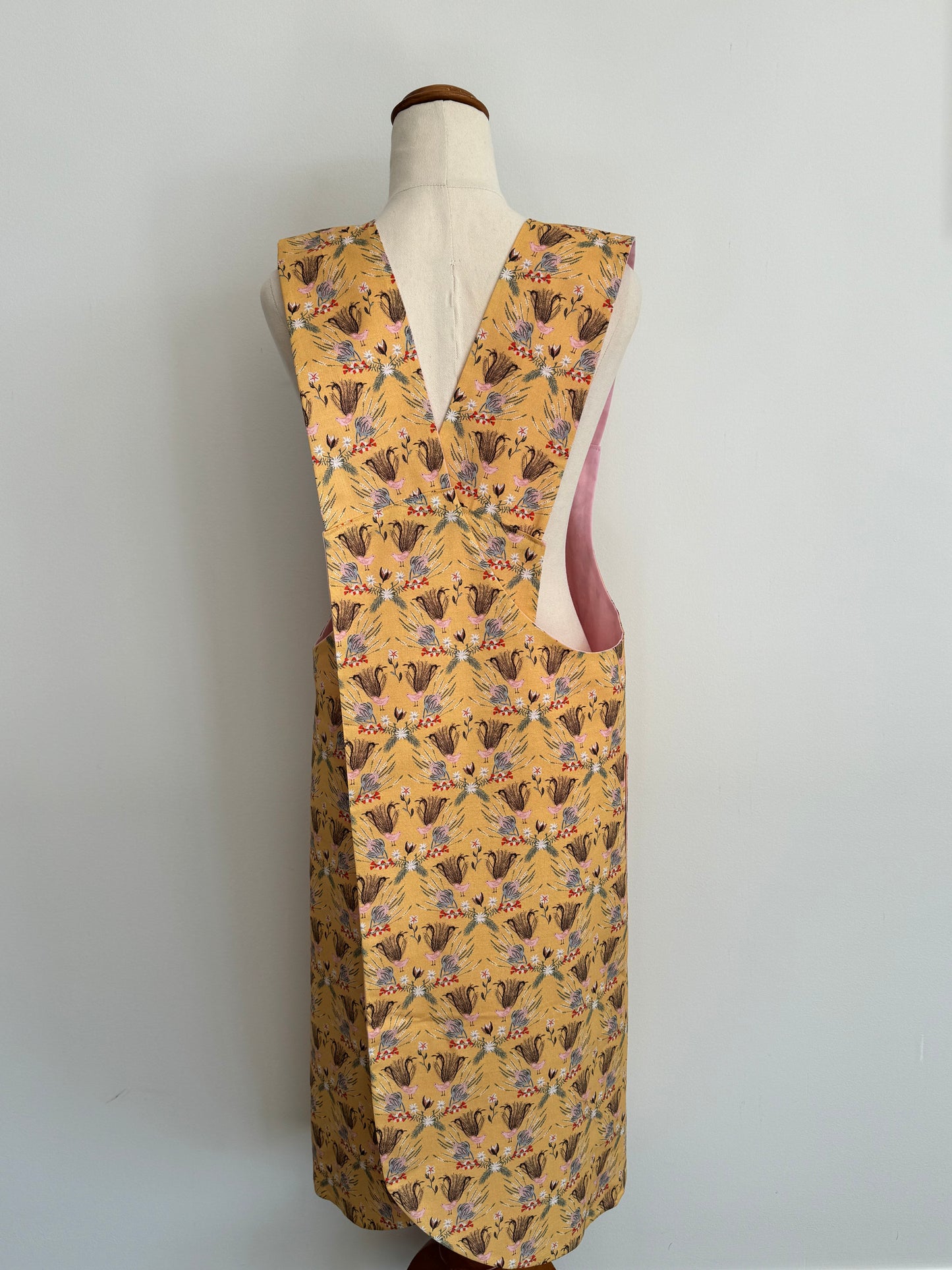 Wrap-Around Apron - Yellow Lyrebird Fabric